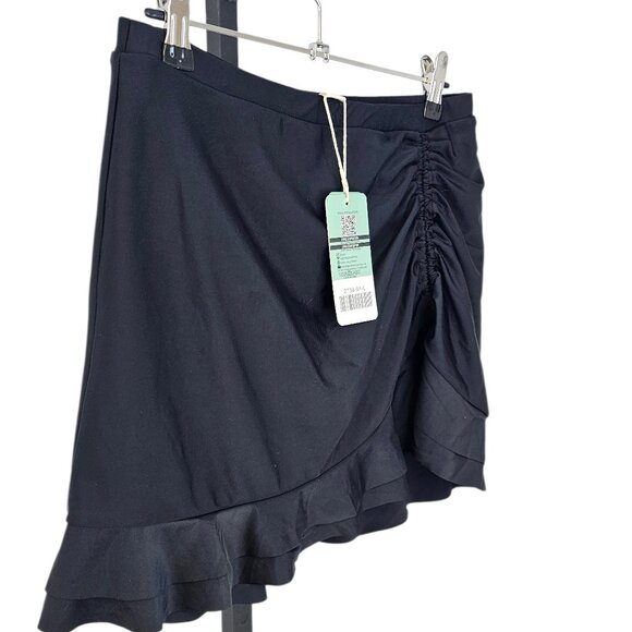 SHEKINI Womens Swim Skirt, Skort, Flattering, Ruched, Black, Size L Fits M - Picture 3 of 10